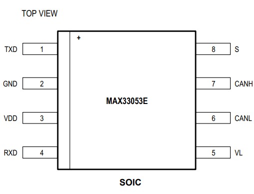 Mechanical Drawing - Analog Devices / Maxim Integrated MAX33053E 2Mbps CAN Transceiver